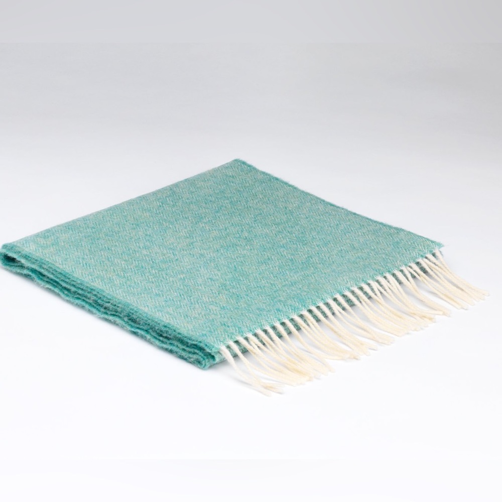 McNutt 100% Lambswool Spearmint Herringbone Scarf